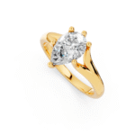 14K yellow gold pear shaped diamond engagement ring with 1 carat center stone