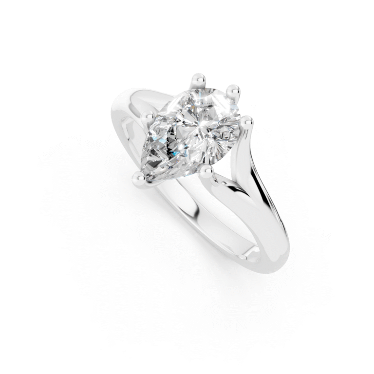 18K white gold pear cut diamond luxury proposal ring, 1 carat