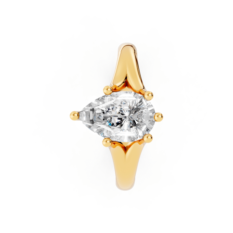 18K yellow gold pear cut diamond luxury engagement ring, 1 carat