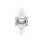 lab grown emerald cut diamond engagement ring in white gold solitaire setting by Dakinaa