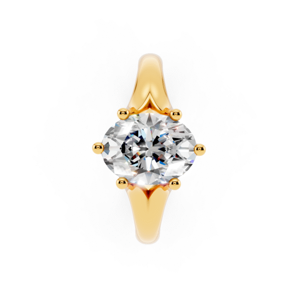 14K Yellow Gold 1.00 Carat Oval Lab Grown Diamond Split Shank Engagement Ring (IGI Certified, D-F VS)