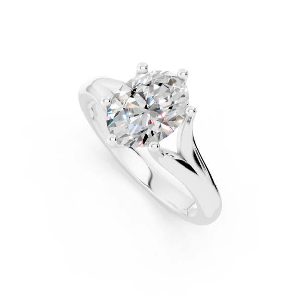 14K White Gold Oval Lab Grown Diamond Split Shank Engagement Ring